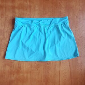 Lands End Swim Skirt Sz 16 Bright Blue Aqua Bottoms Nylon Spandex Brief Skort